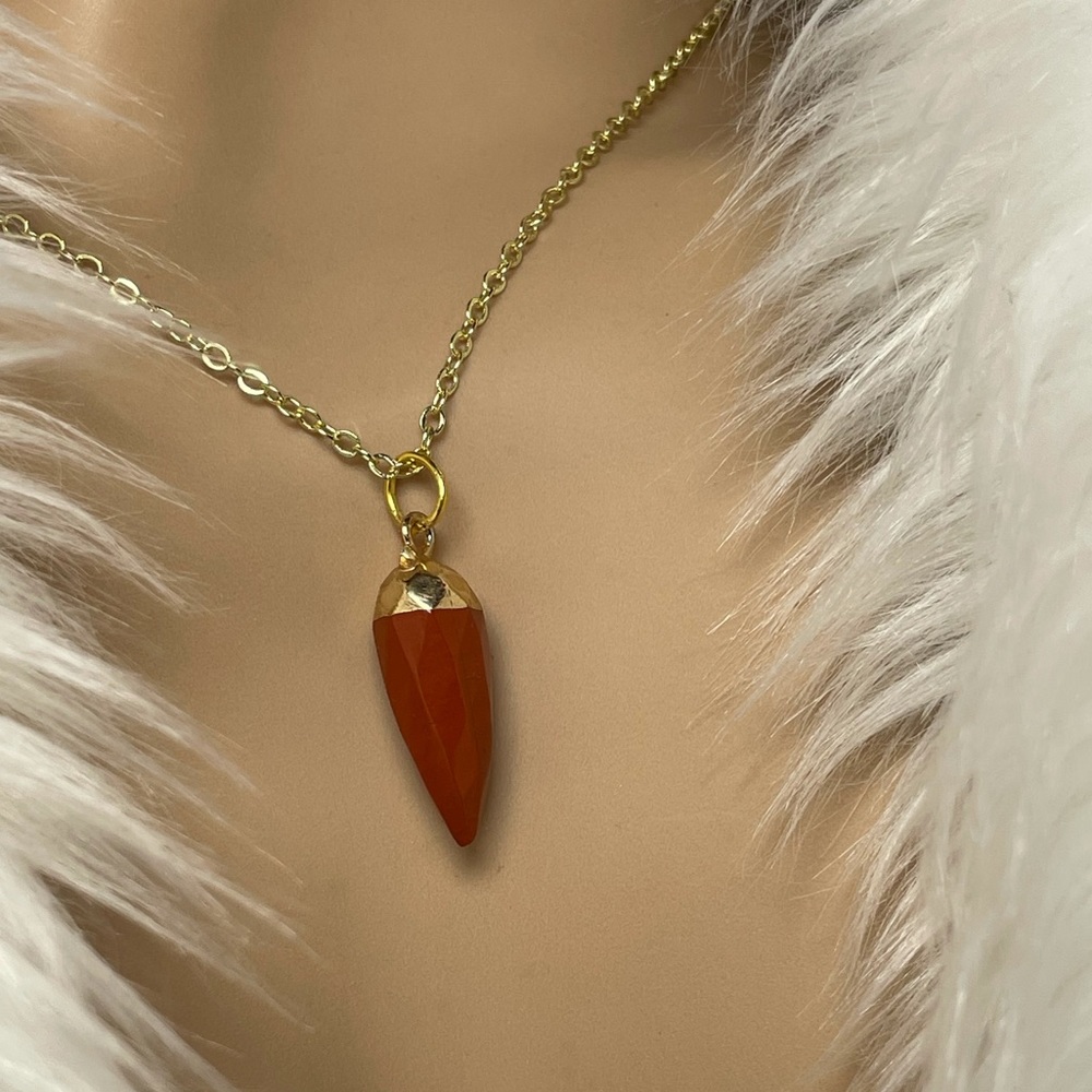 Red River Jasper Pendant Necklace Gold Pl Artisan Designed - Picture 3 of 8
